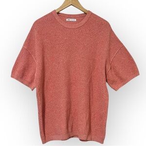 Zara Textured Knit T-Shirt in Salmon Large